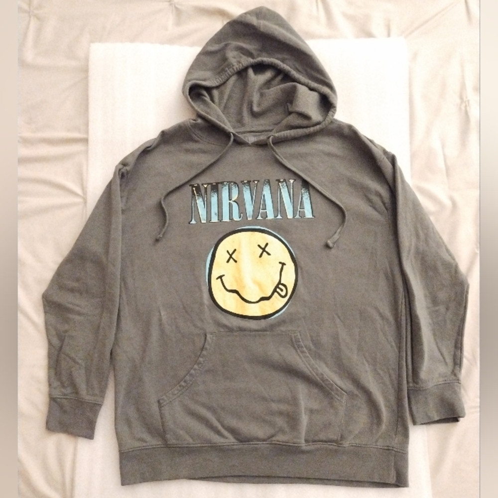 NIRVANA Graphic Pullover Hoodie Long Sleeve Women Adult XL Green Music